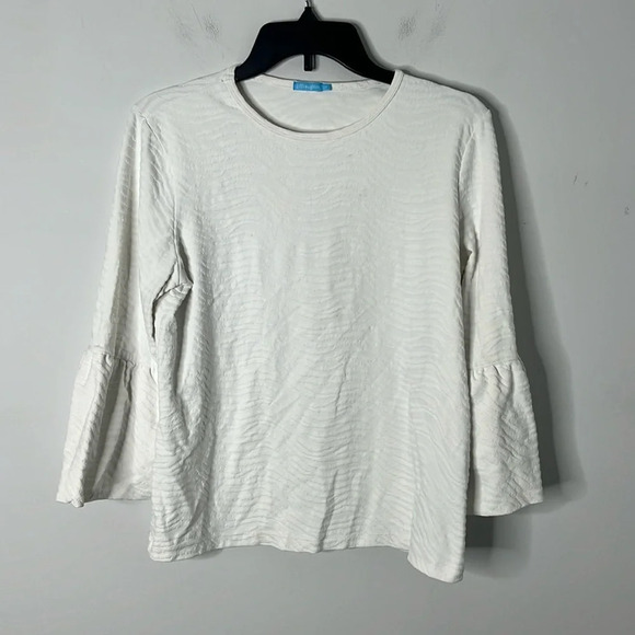 J. McLaughlin Tops - J.McLaughlin White Textured Catalina Bella Sleeve Top